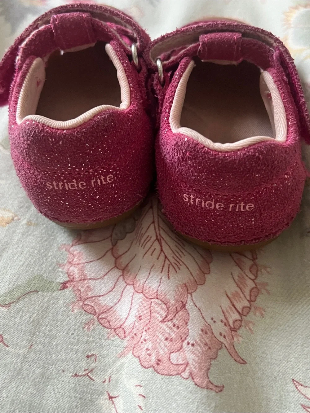 Stride Rite Pink Glitter Floral Mary Jane Shoes